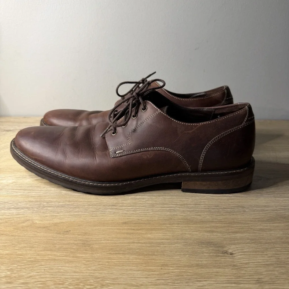 J Murphy Johnston Murphy Mens 9.5 Brown Derby Oxford Cap Toe Brogue Dress Career